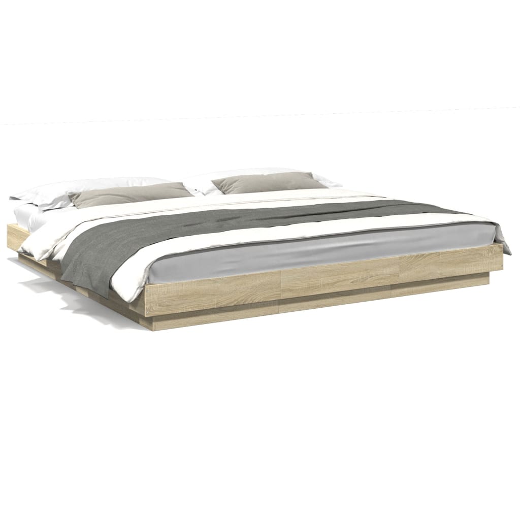 Giroletto Cassetti Luci LED Sonoma 200x200 cm Legno Multistrato | homemem39