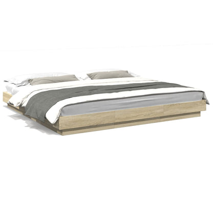 Giroletto Cassetti Luci LED Sonoma 200x200 cm Legno Multistrato | homemem39