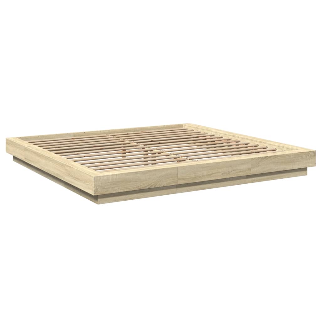 Giroletto Cassetti Luci LED Sonoma 200x200 cm Legno Multistrato | homemem39