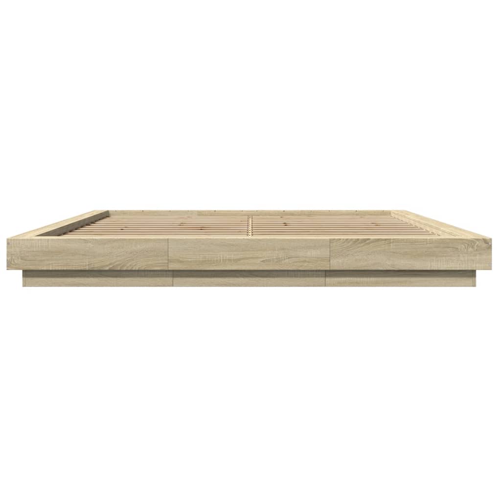 Giroletto Cassetti Luci LED Sonoma 200x200 cm Legno Multistrato | homemem39