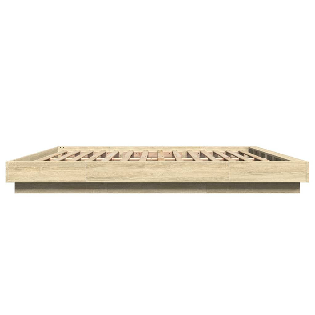 Giroletto Cassetti Luci LED Sonoma 200x200 cm Legno Multistrato | homemem39
