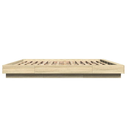 Giroletto Cassetti Luci LED Sonoma 200x200 cm Legno Multistrato