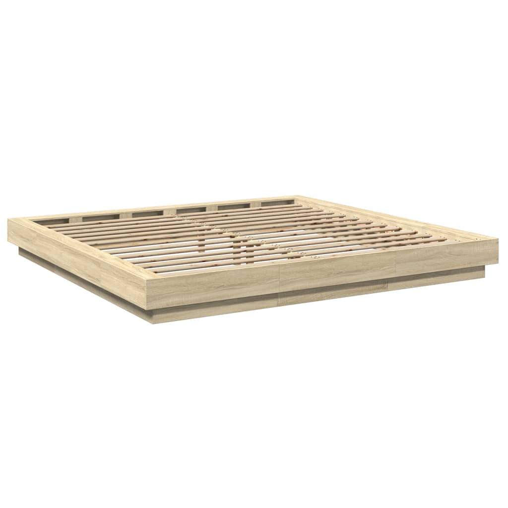 Giroletto Cassetti Luci LED Sonoma 200x200 cm Legno Multistrato | homemem39