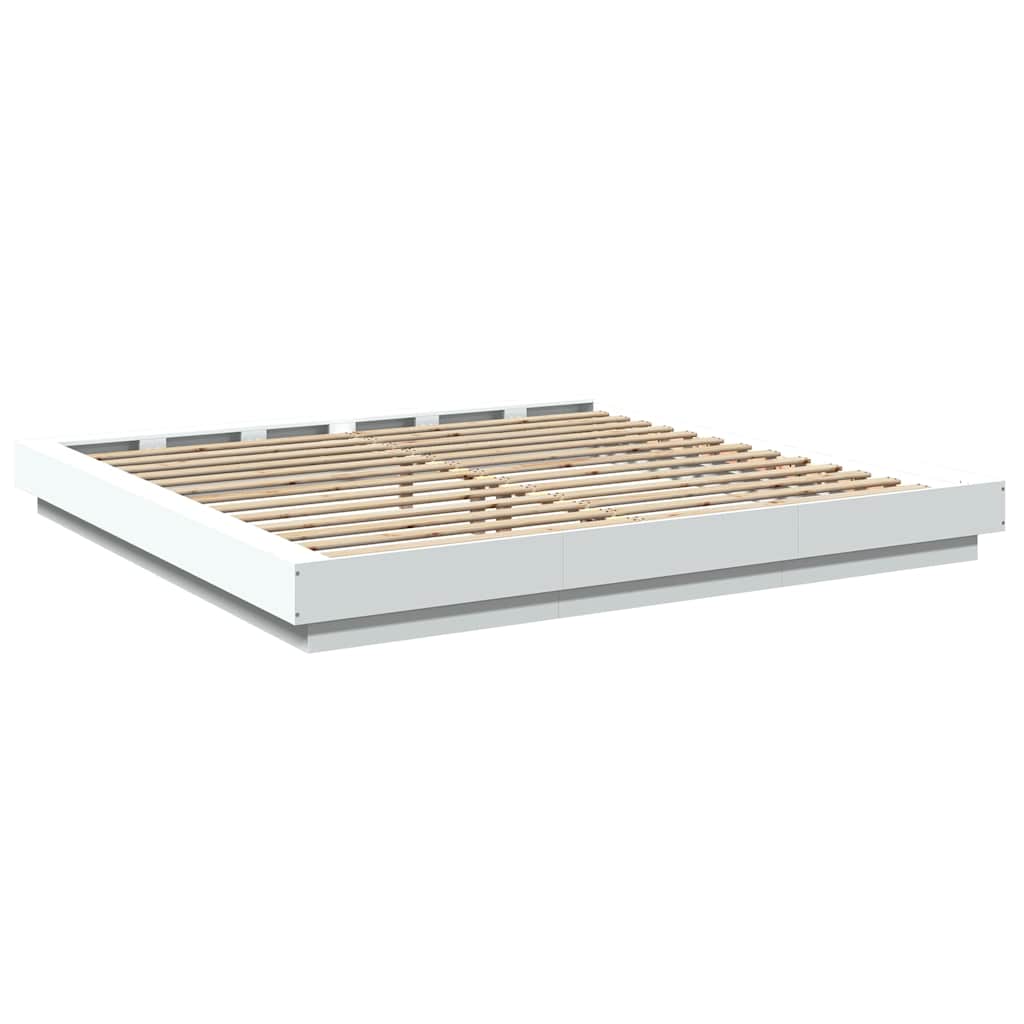 Giroletto con Luci LED Bianco 180x200 cm in Legno Multistrato | homemem39