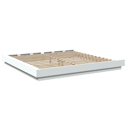 Giroletto con Luci LED Bianco 180x200 cm in Legno Multistrato | homemem39