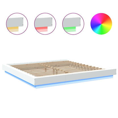 Giroletto con Luci LED Bianco 180x200 cm in Legno Multistrato | homemem39