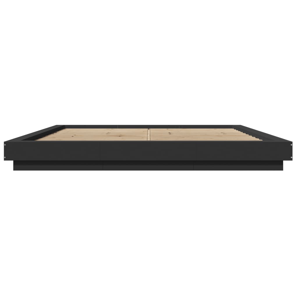 Giroletto con Luci LED Nero 180x200 cm in Legno Multistrato