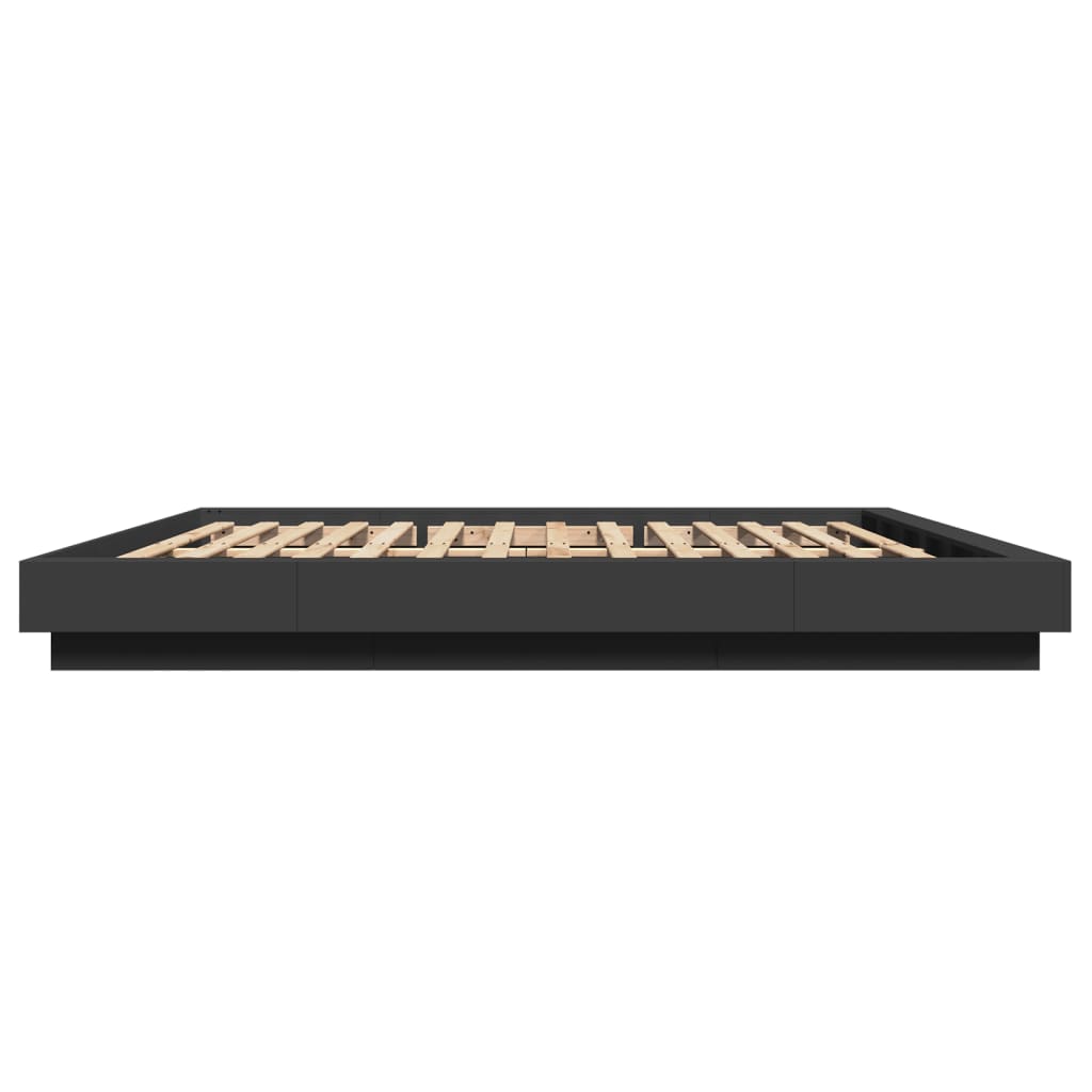 Giroletto con Luci LED Nero 180x200 cm in Legno Multistrato