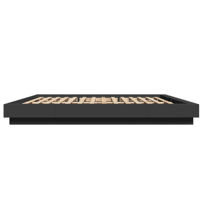 Giroletto con Luci LED Nero 180x200 cm in Legno Multistrato