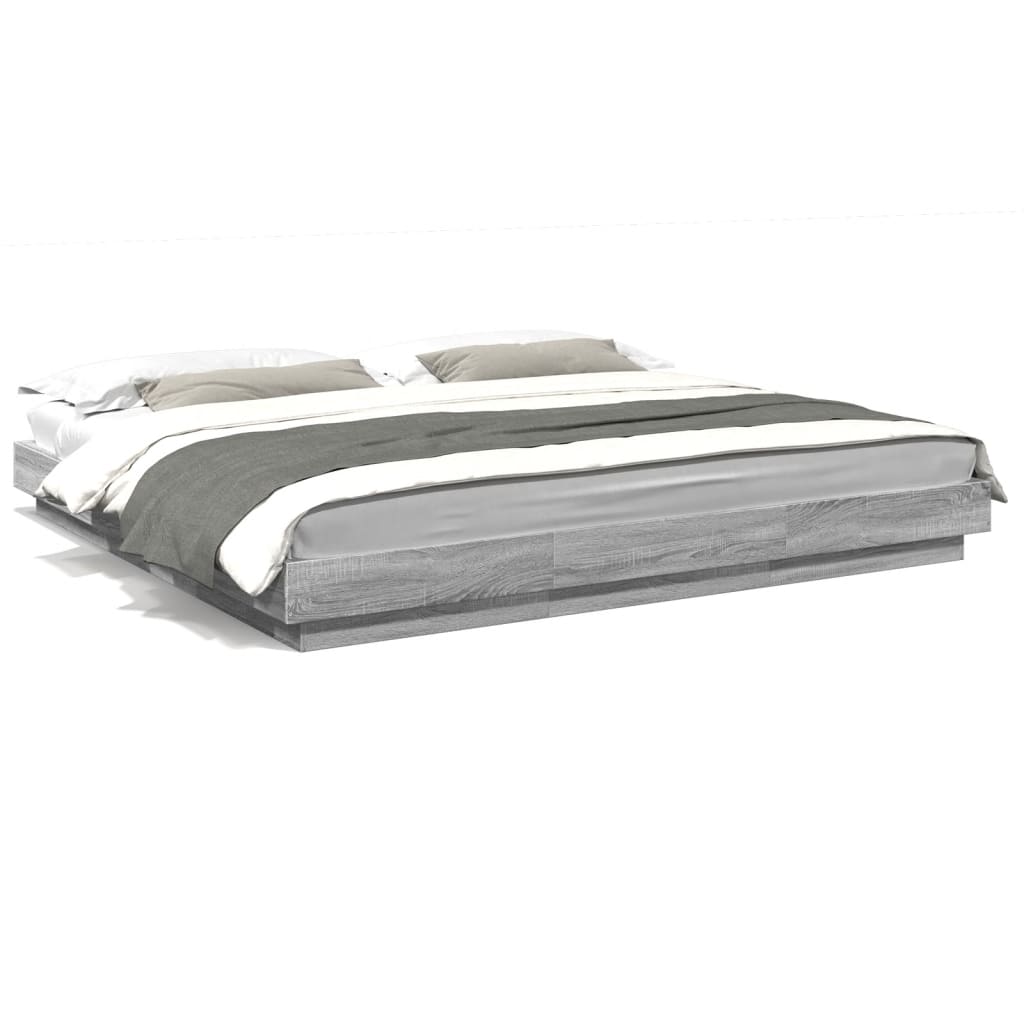 Giroletto Luci LED Grigio Sonoma 180x200 cm Legno Multistrato | homemem39