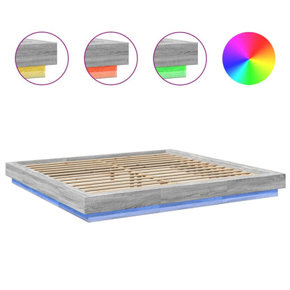 Giroletto Luci LED Grigio Sonoma 180x200 cm Legno Multistrato | homemem39