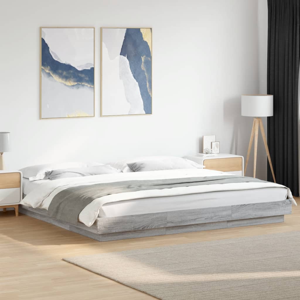Giroletto Luci LED Grigio Sonoma 180x200 cm Legno Multistrato | homemem39