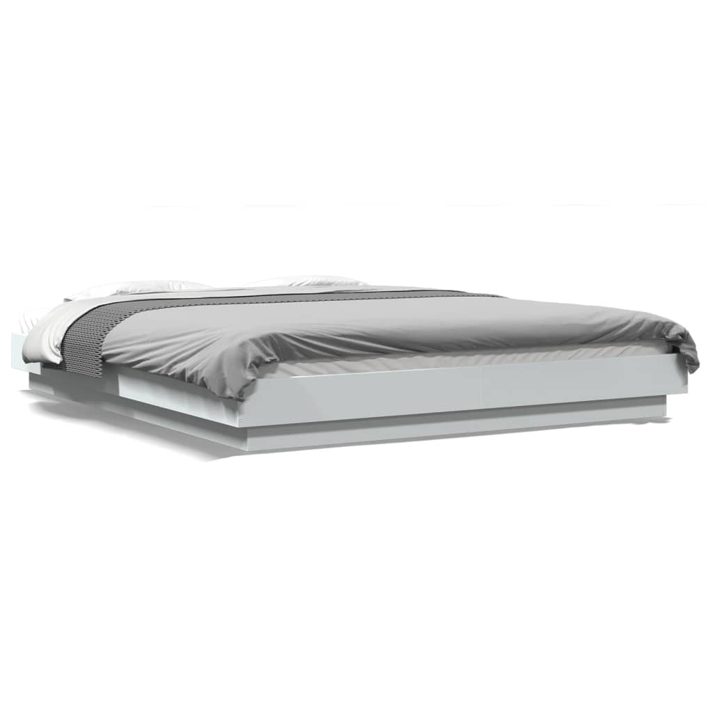 Giroletto con Luci LED Bianco 160x200 cm in Legno Multistrato | homemem39