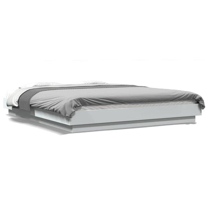 Giroletto con Luci LED Bianco 160x200 cm in Legno Multistrato | homemem39
