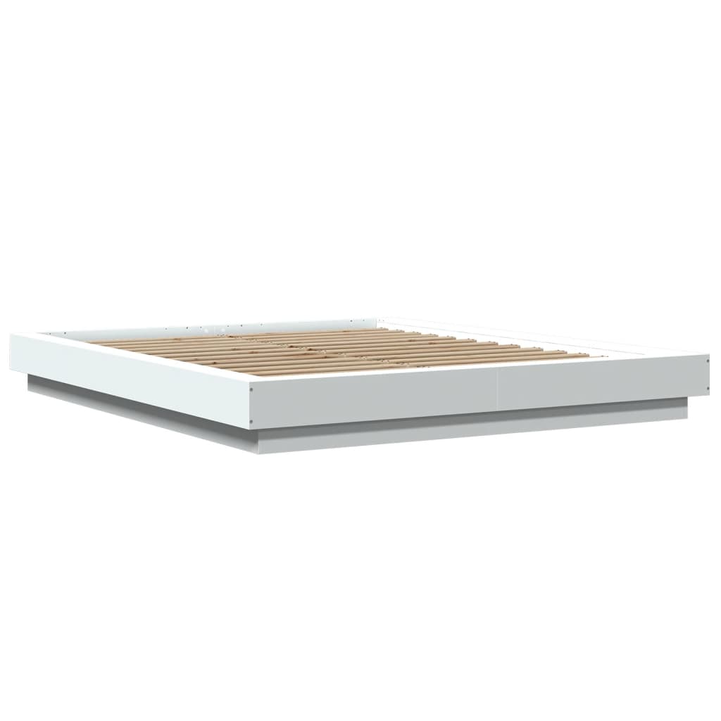 Giroletto con Luci LED Bianco 160x200 cm in Legno Multistrato | homemem39