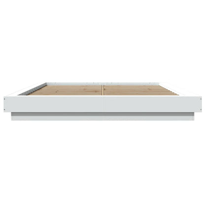 Giroletto con Luci LED Bianco 160x200 cm in Legno Multistrato