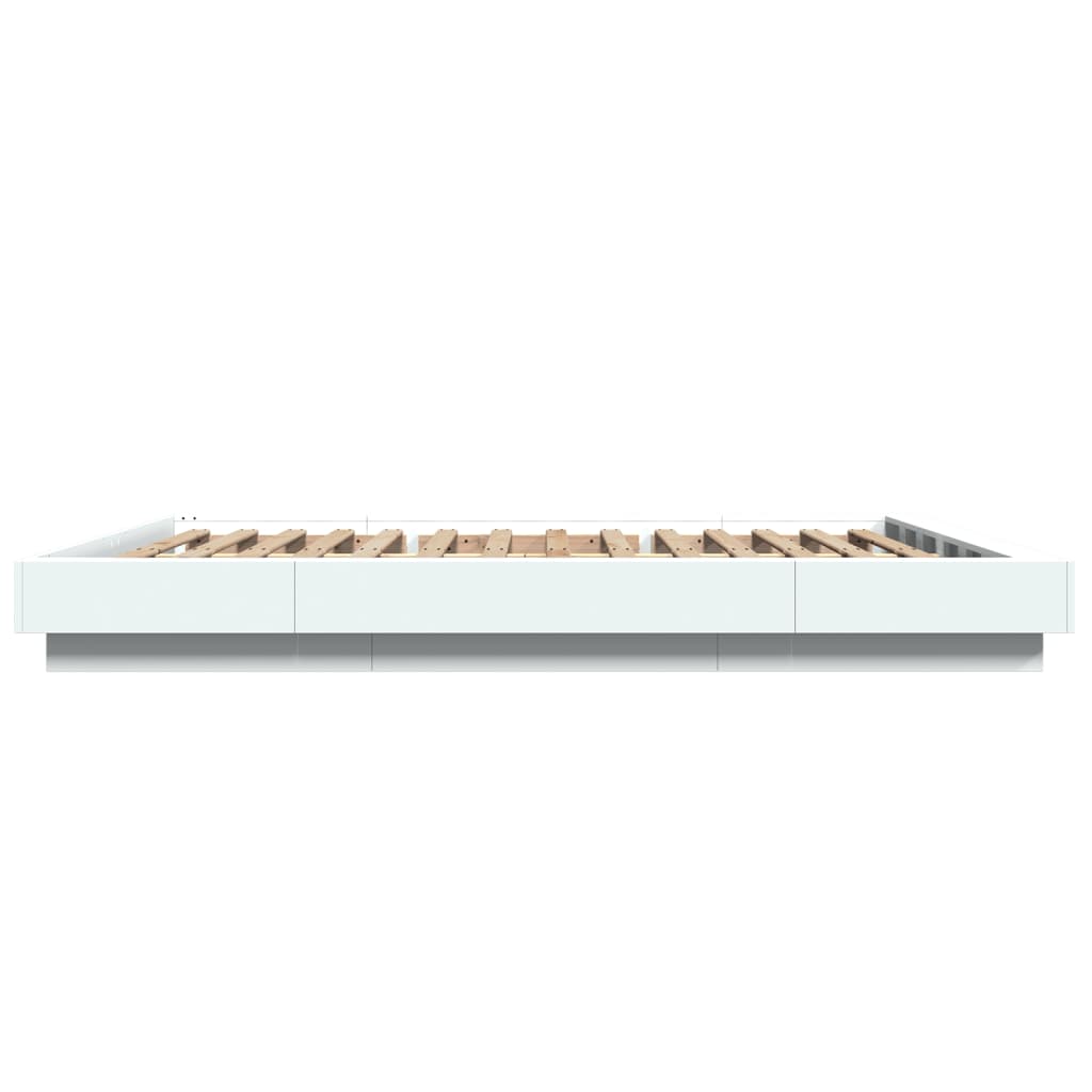 Giroletto con Luci LED Bianco 160x200 cm in Legno Multistrato