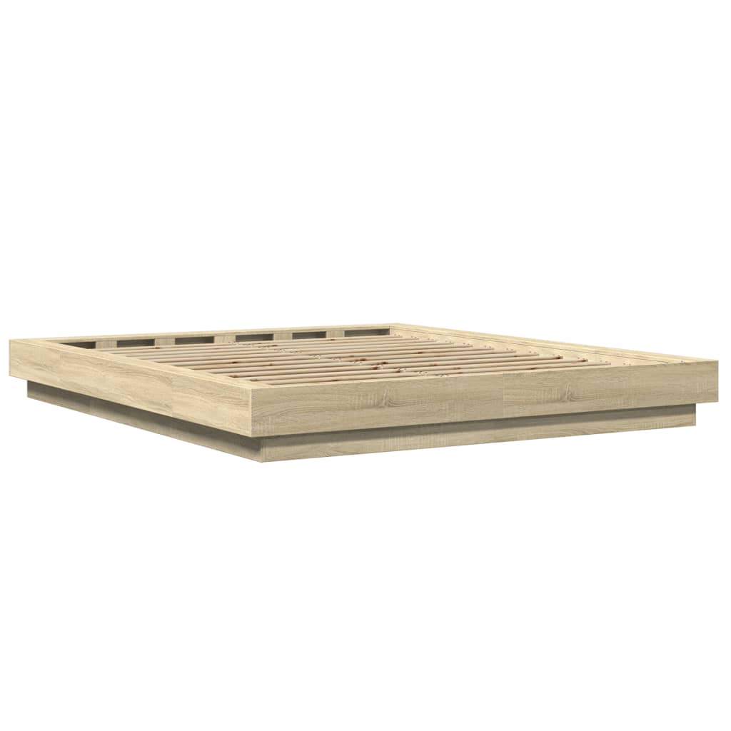 Giroletto Luci LED Rovere Sonoma 160x200 cm Legno Multistrato
