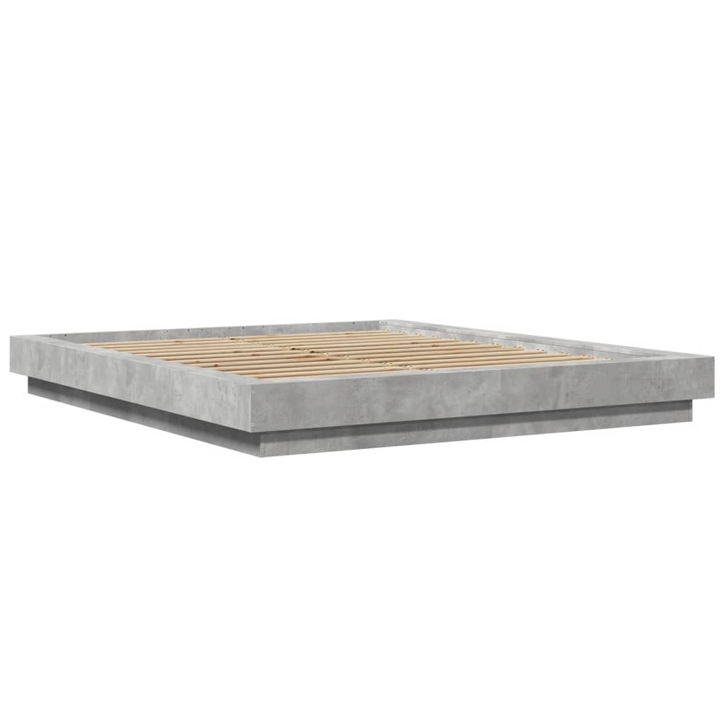 Giroletto Luci LED Grigio Cemento 160x200 cm Legno Multistrato - homemem39