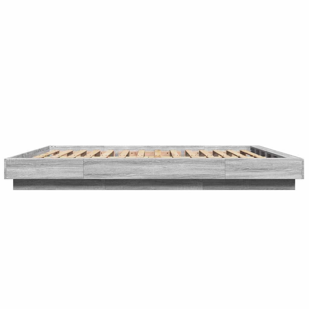 Giroletto Luci LED Grigio Sonoma 160x200 cm Legno Multistrato | homemem39