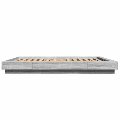 Giroletto Luci LED Grigio Sonoma 160x200 cm Legno Multistrato