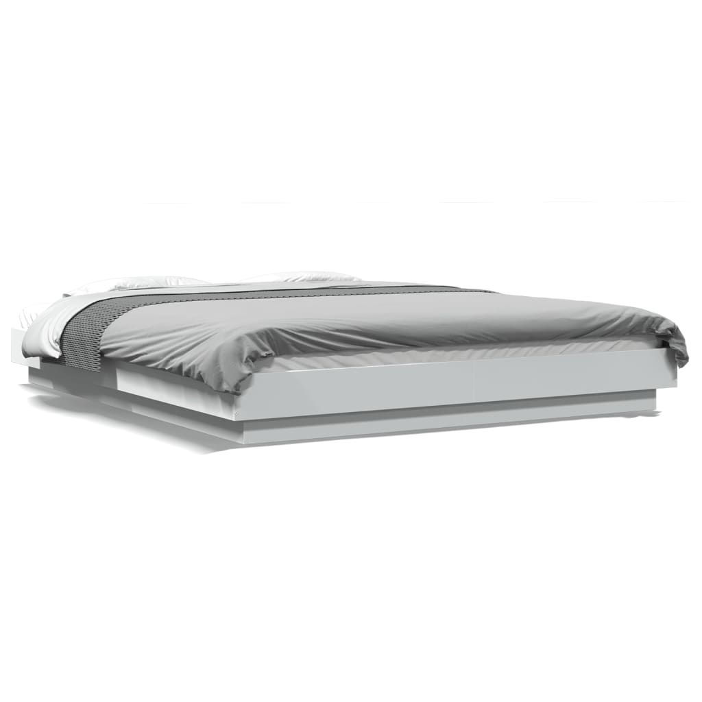 Giroletto con Luci LED Bianco 150x200 cm in Legno Multistrato | homemem39