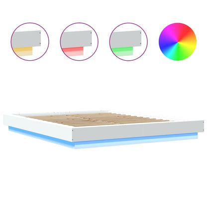 Giroletto con Luci LED Bianco 150x200 cm in Legno Multistrato | homemem39