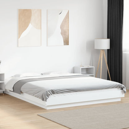 Giroletto con Luci LED Bianco 150x200 cm in Legno Multistrato | homemem39