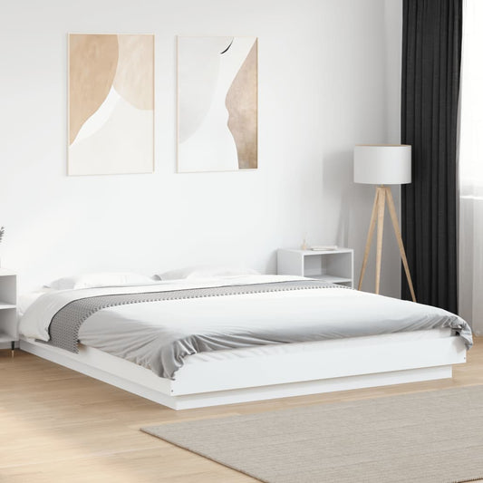 Giroletto con Luci LED Bianco 150x200 cm in Legno Multistrato | homemem39