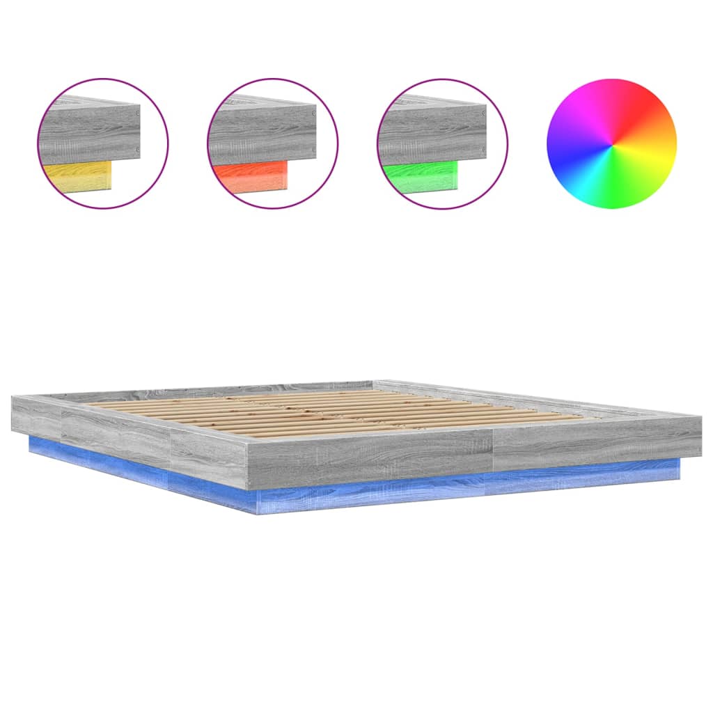 Giroletto Luci LED Grigio Sonoma 150x200 cm Legno Multistrato | homemem39