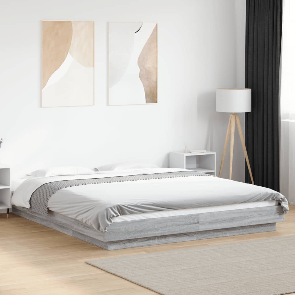 Giroletto Luci LED Grigio Sonoma 150x200 cm Legno Multistrato | homemem39