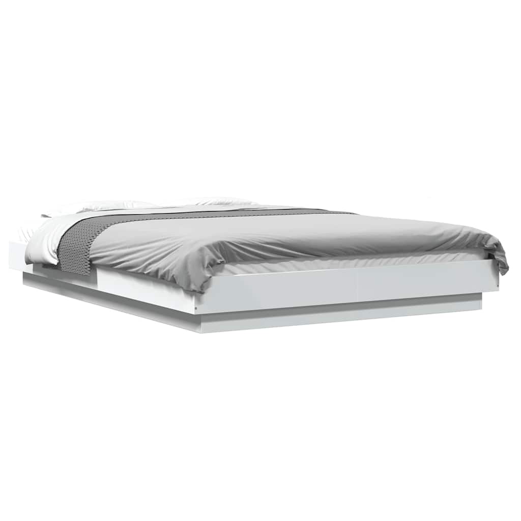 Giroletto con Luci LED Bianco 140x200 cm in Legno Multistrato