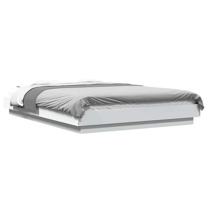 Giroletto con Luci LED Bianco 140x200 cm in Legno Multistrato
