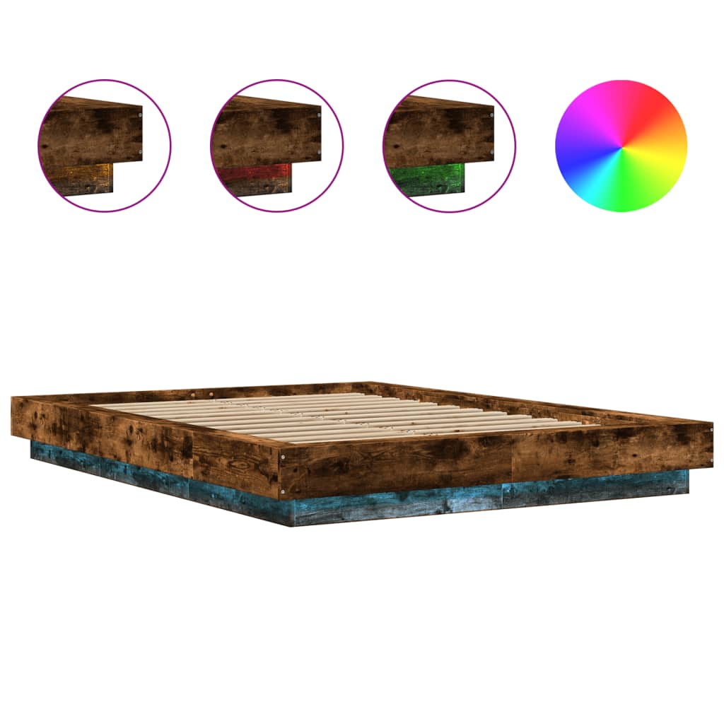 Giroletto con Luci LED Rovere Fumo 120x200 cm Legno Multistrato | homemem39
