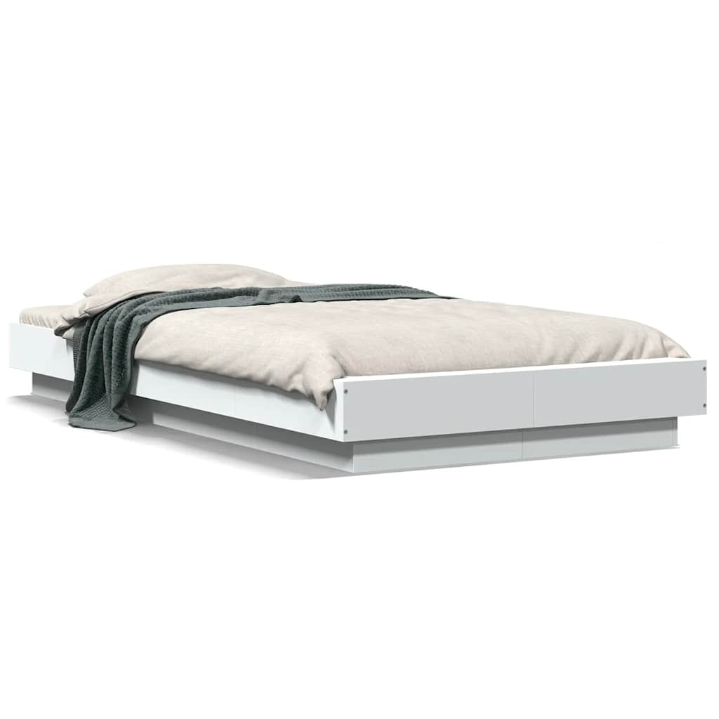 Giroletto con Luci LED Bianco 100x200 cm in Legno Massello | homemem39