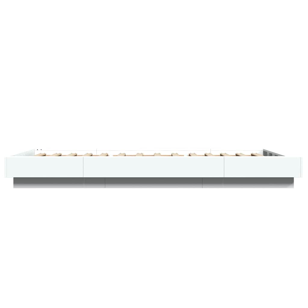 Giroletto con Luci LED Bianco 100x200 cm in Legno Massello