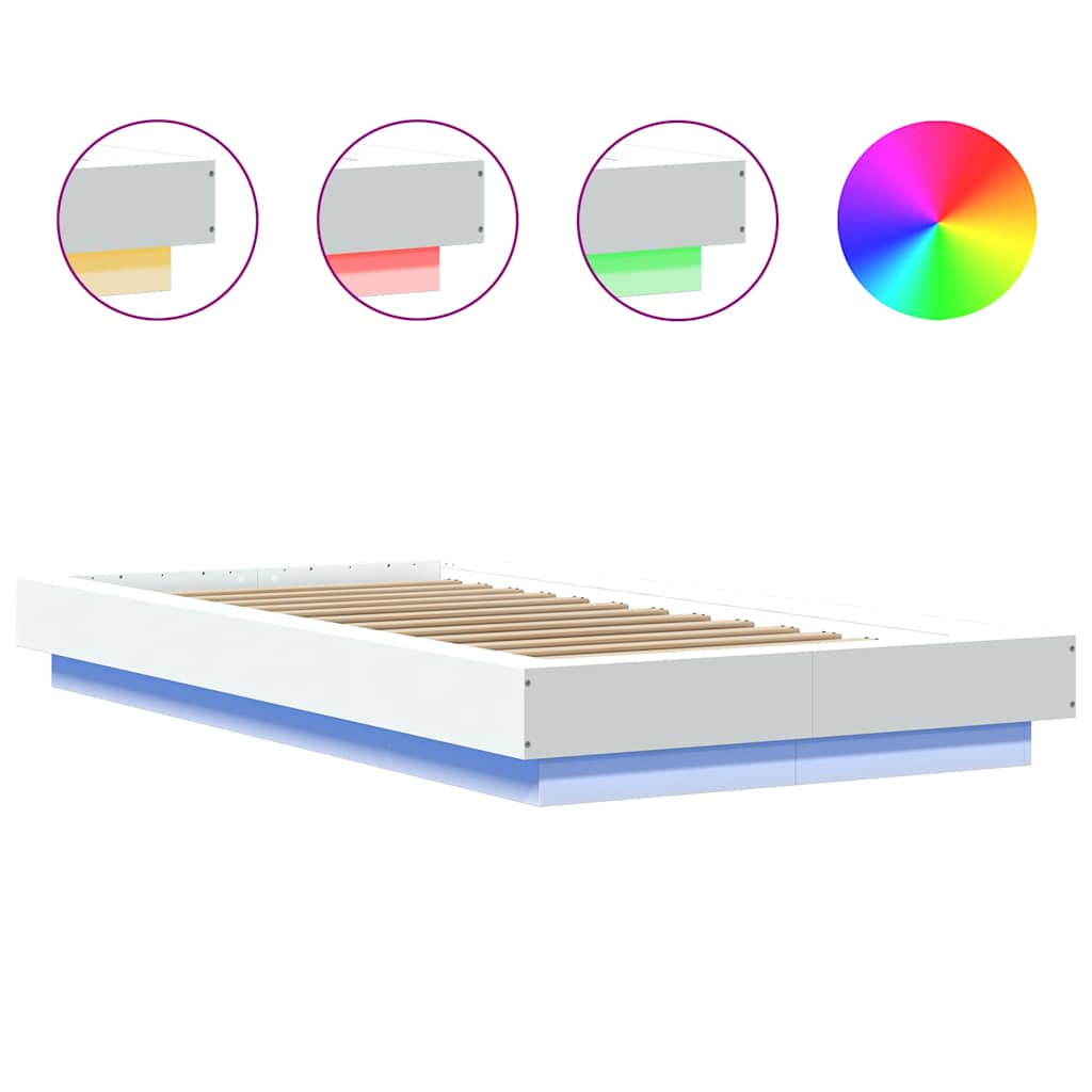 Giroletto con Luci LED Bianco 100x200 cm in Legno Massello | homemem39