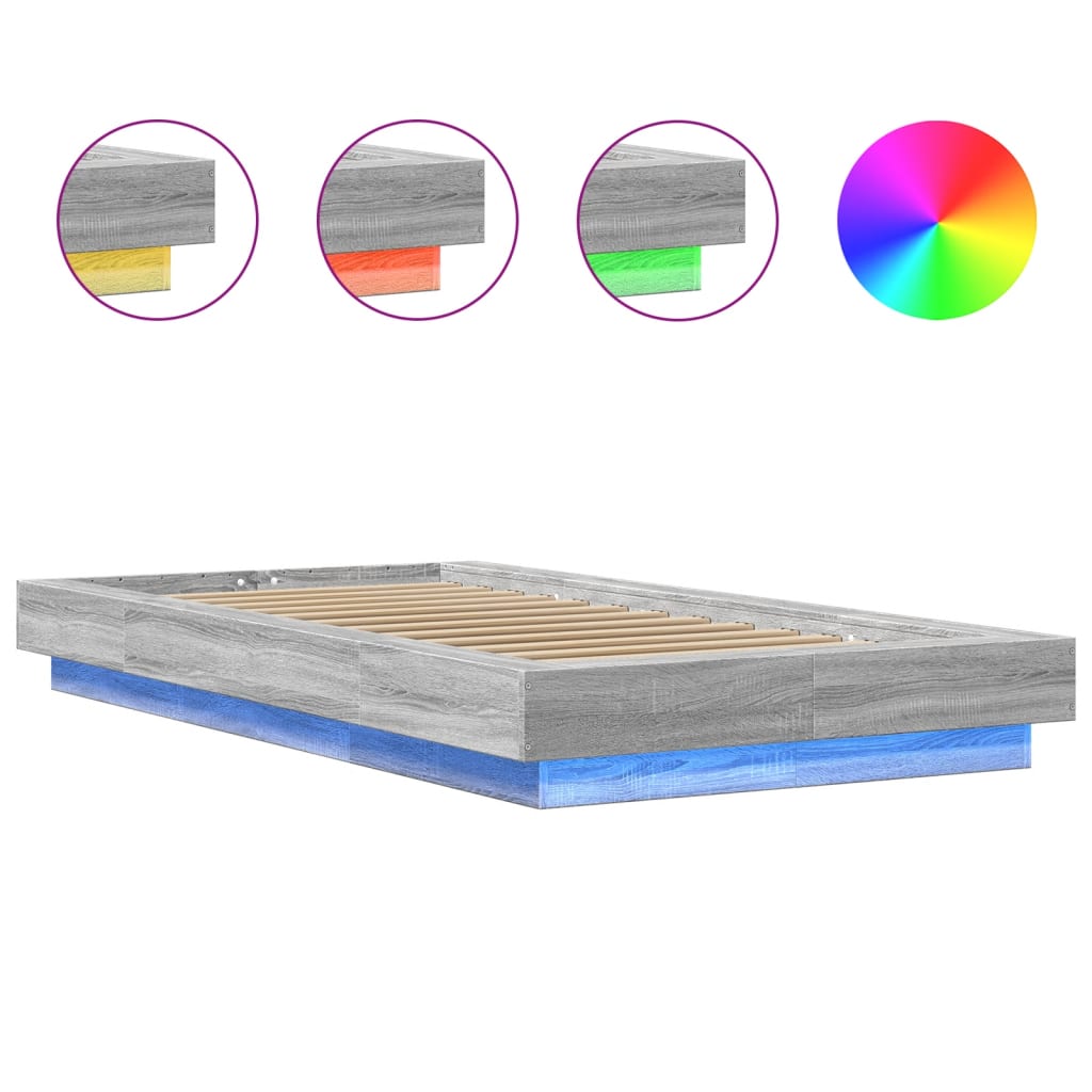 Giroletto Luci LED Grigio Sonoma 100x200cm in Legno Multistrato | homemem39