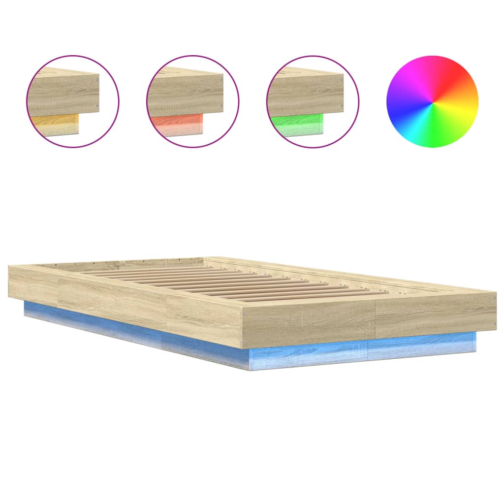 Giroletto con Luci LED Rovere Sonoma 90x200cm Legno Multistrato | homemem39