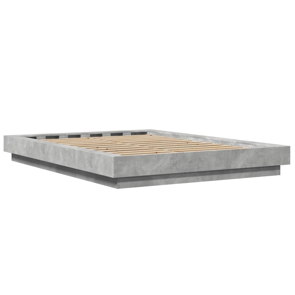 Giroletto Luci LED Grigio Cemento 140x190 cm Legno Multistrato