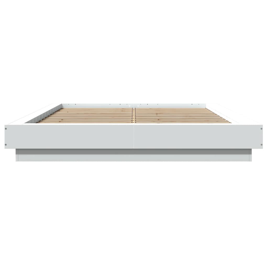 Giroletto con Luci LED Bianco 135x190 cm in Legno Multistrato
