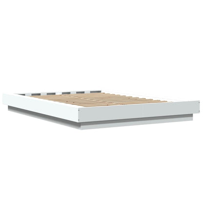 Giroletto con Luci LED Bianco 135x190 cm in Legno Multistrato