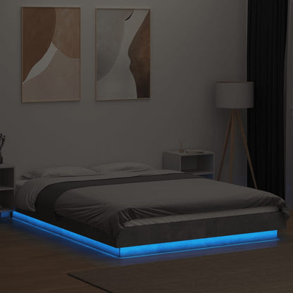 Giroletto Luci LED Grigio Cemento 135x190 cm Legno Multistrato