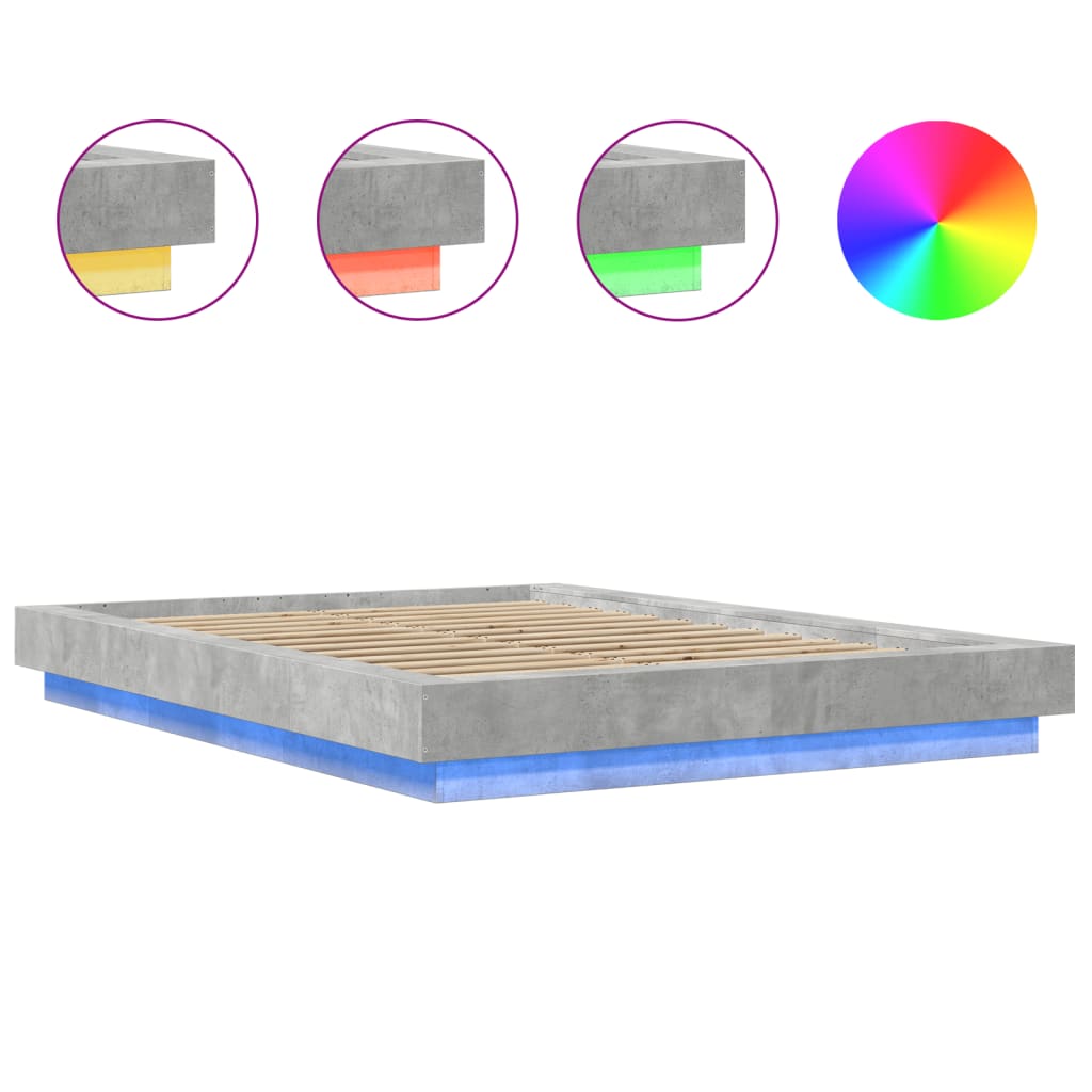 Giroletto Luci LED Grigio Cemento 135x190 cm Legno Multistrato | homemem39