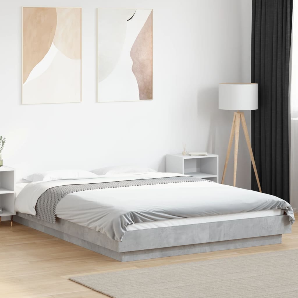 Giroletto Luci LED Grigio Cemento 135x190 cm Legno Multistrato | homemem39