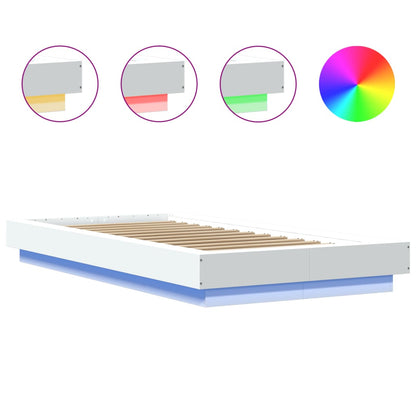 Giroletto con Luci LED Bianco 90x190 cm in Legno Multistrato | homemem39