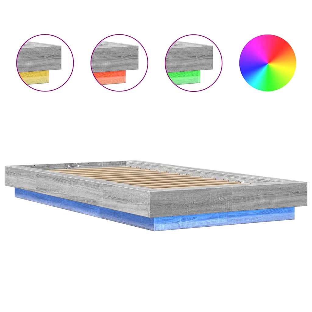 Giroletto Luci LED Grigio Sonoma 75x190 cm in Legno Multistrato | homemem39