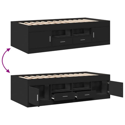 Divano Letto con Cassetti senza Materasso Nero 100x200 cm - homemem39