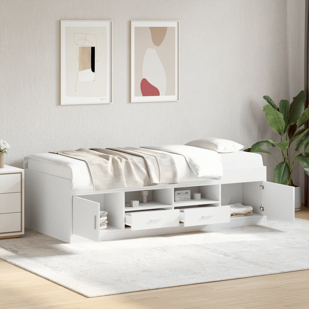 Divano Letto con Cassetti senza Materasso Bianco 90x200 cm - homemem39