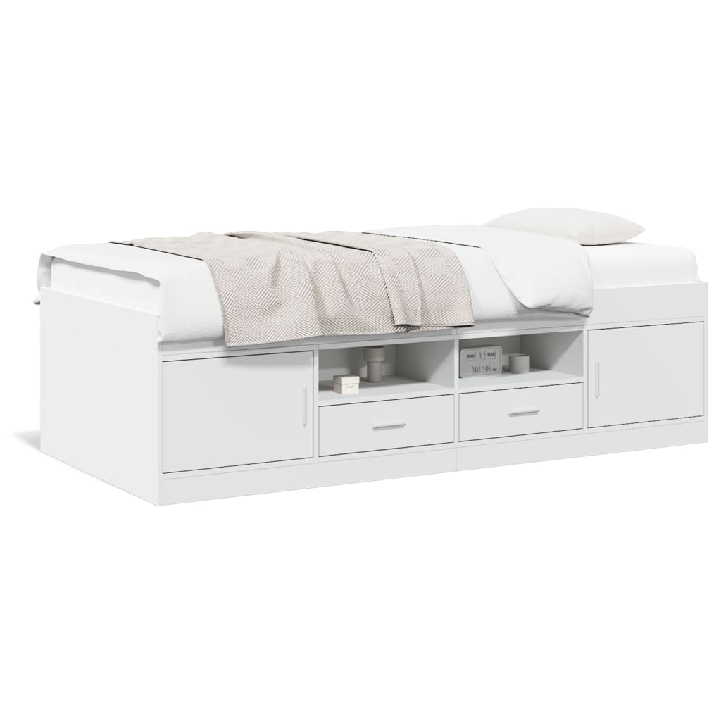 Divano Letto con Cassetti senza Materasso Bianco 90x190 cm - homemem39